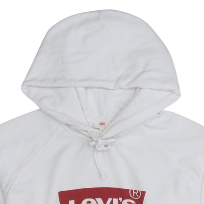 Levi's Men's White Pullover Hoodie Medium Logo Fleece Sweatshirt
