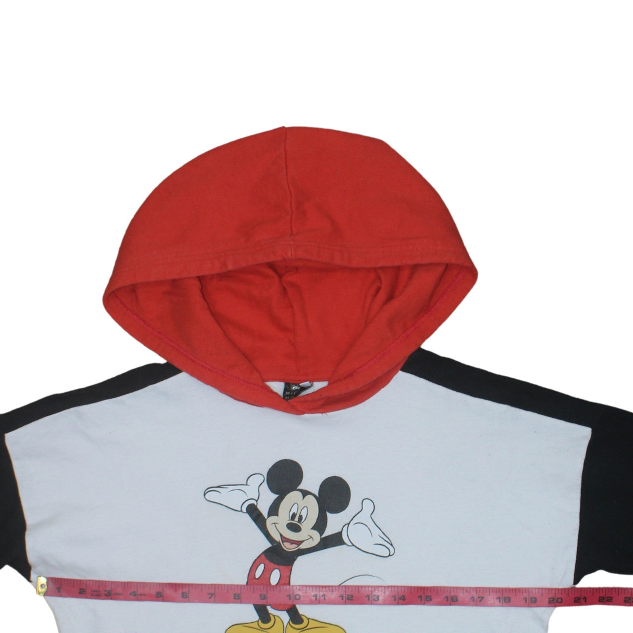 Disney Mickey Mouse Teens Red Black White Pullover Hoodie 100% Cotton