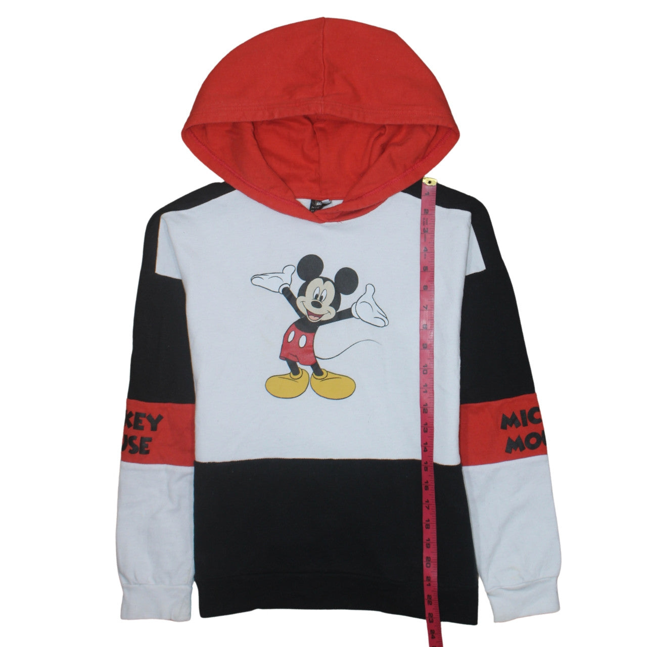 Disney Mickey Mouse Teens Red Black White Pullover Hoodie 100% Cotton