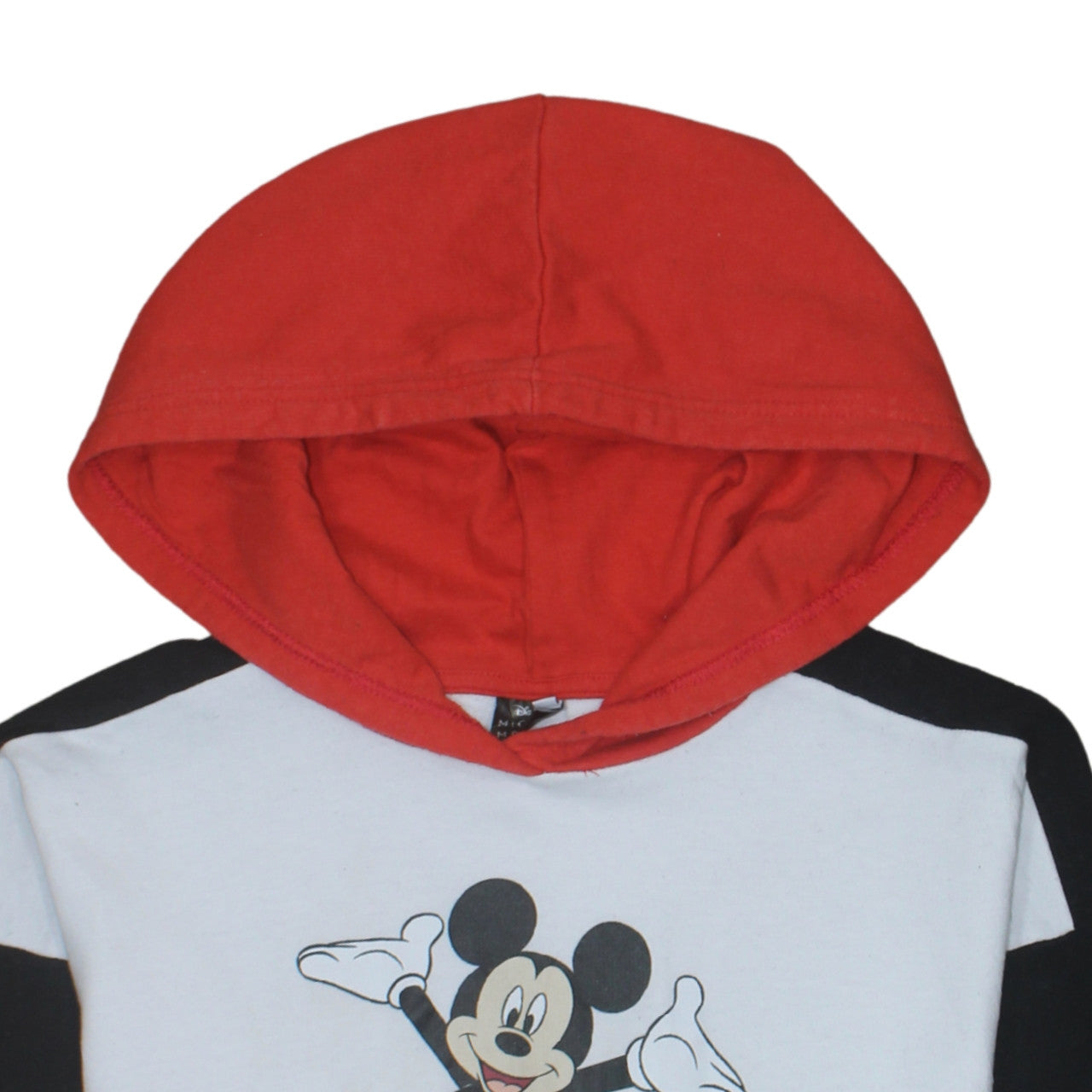 Disney Mickey Mouse Teens Red Black White Pullover Hoodie 100% Cotton