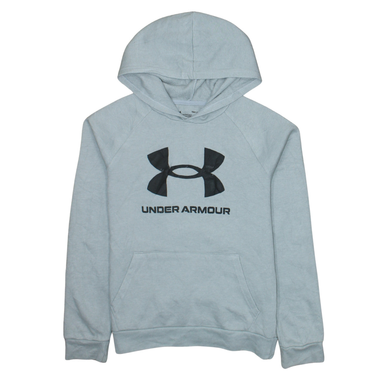 Under Armour Teens Grey Logo Pullover Hoodie Size L Fleece