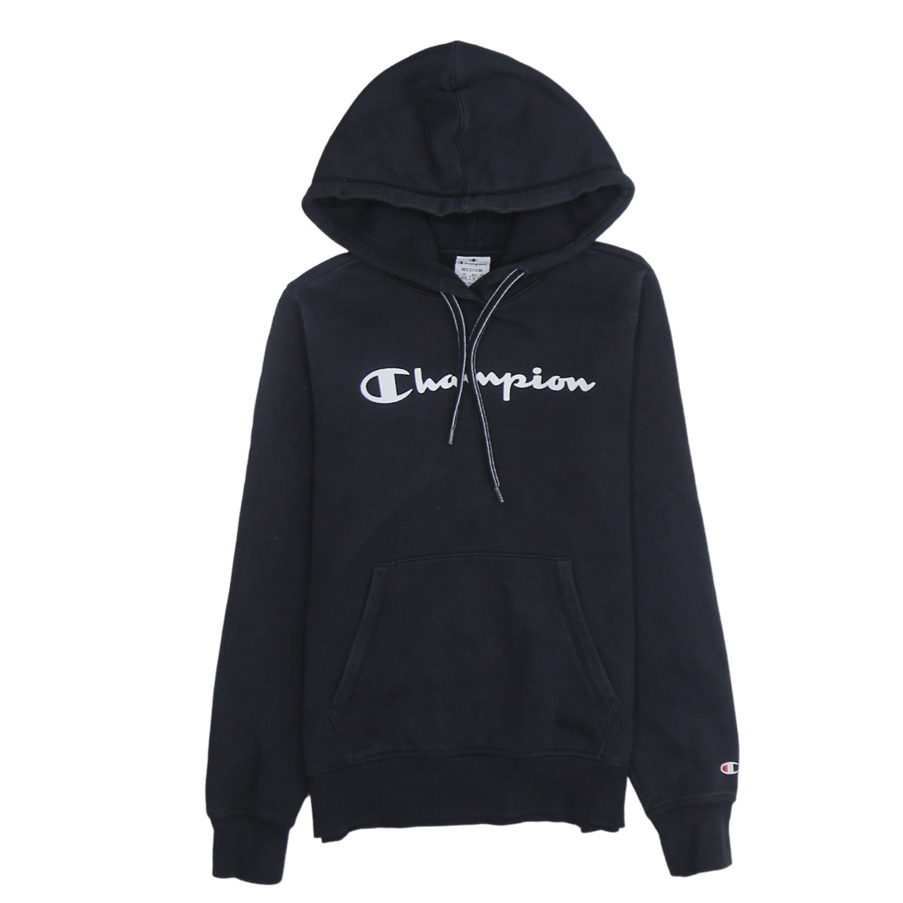 Champion Women Black Medium Pullover Hoodie with Logo Print