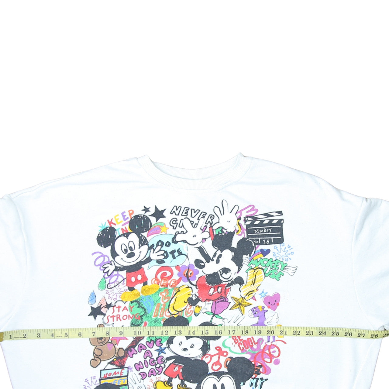 Disney Mickey Mouse White Graphic Print Sweatshirt L Unisex Adults