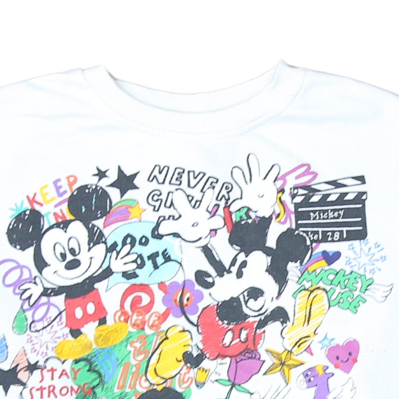 Disney Mickey Mouse White Graphic Print Sweatshirt L Unisex Adults
