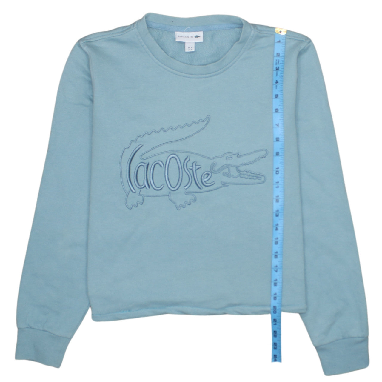 Lacoste Men's Blue Embroidered Crocodile Crew Neck Sweatshirt Size S