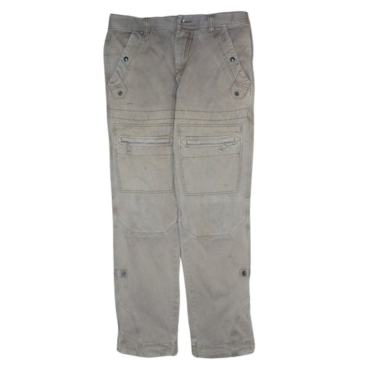 Jeep Men's Beige Cargo Trousers Size M Regular Cotton Utility Pants