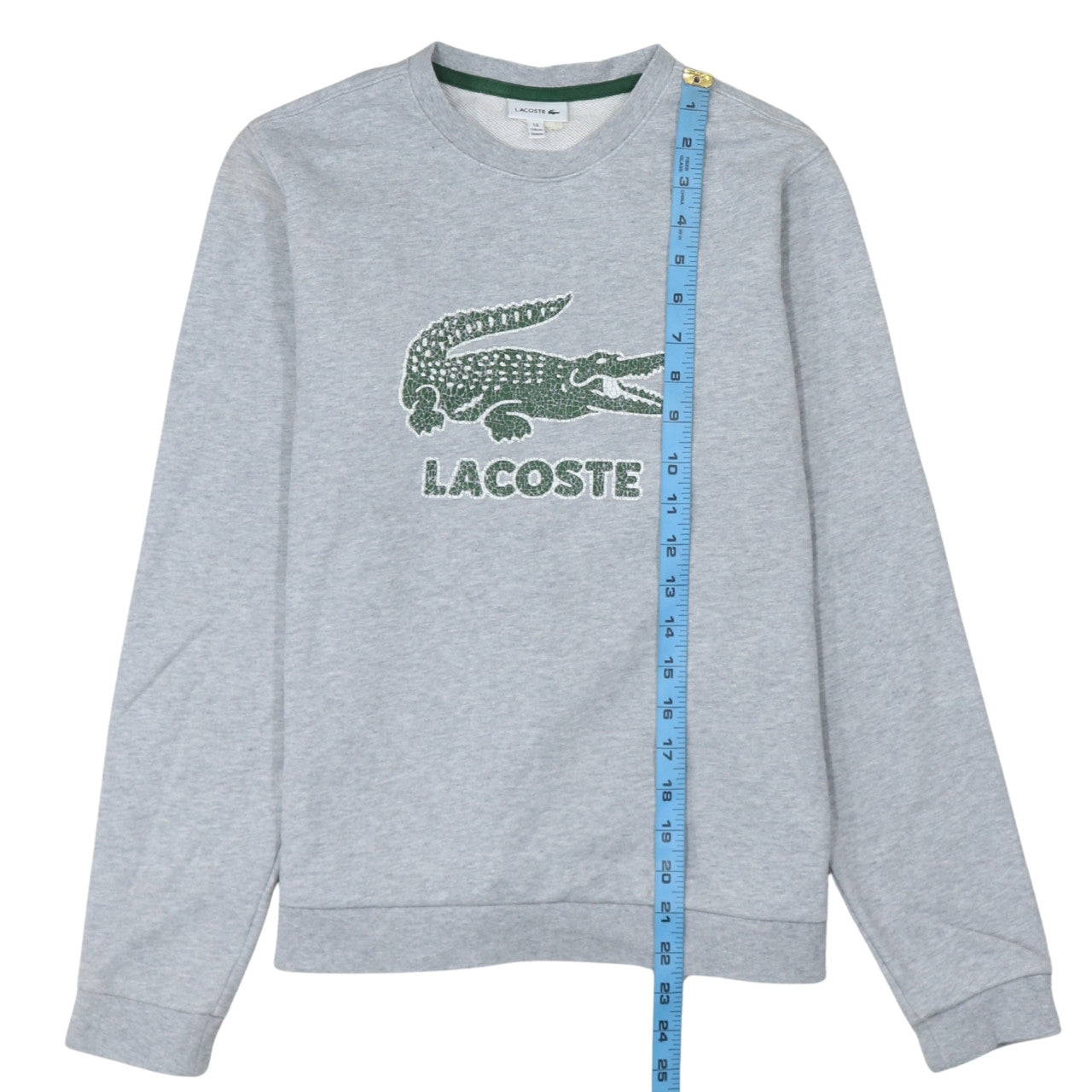 Lacoste Boys Grey Crew Neck Sweatshirt Size 16 Regular Fit Cotton Blend