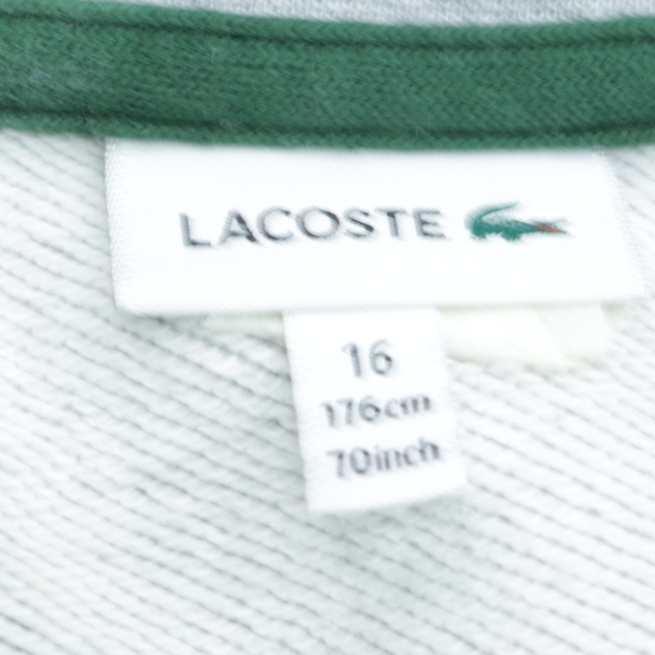 Lacoste Boys Grey Crew Neck Sweatshirt Size 16 Regular Fit Cotton Blend