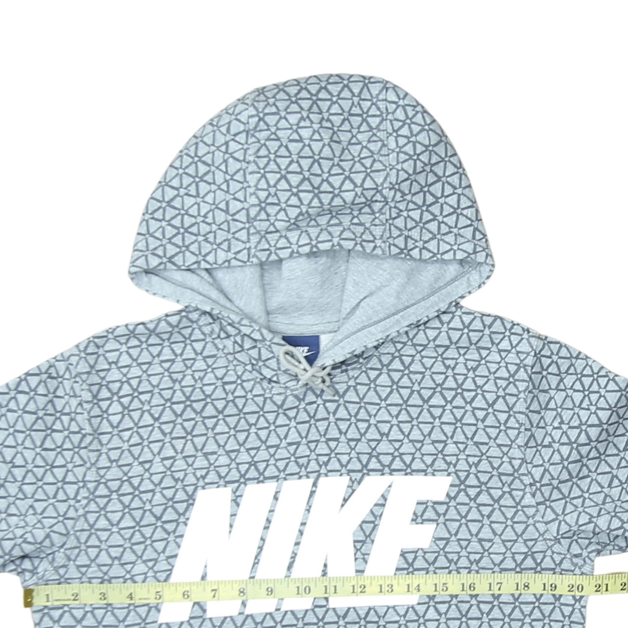 Nike Men's Grey Pullover Hoodie Small Geometric Logo Fleece