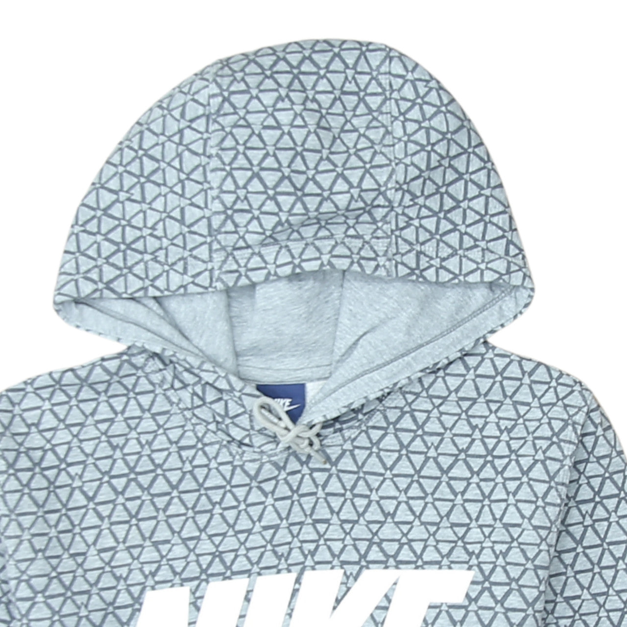 Nike Men's Grey Pullover Hoodie Small Geometric Logo Fleece