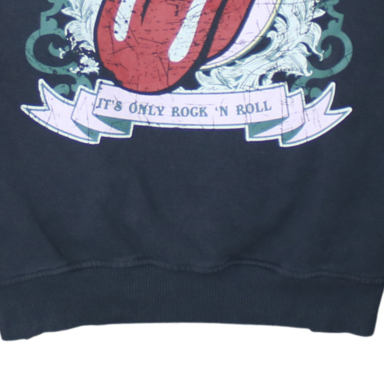 H&M Girls Black Rolling Stones Graphic Pullover Sweatshirt 10-12 Years