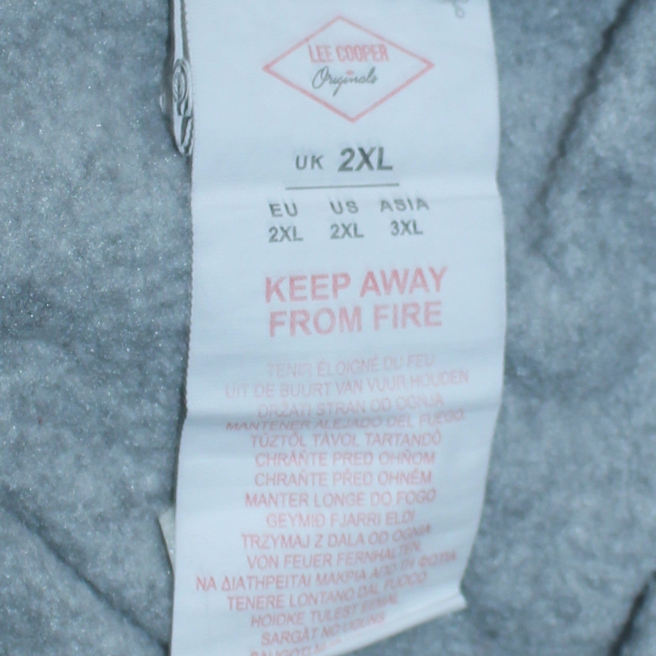 Lee Cooper Mens Grey 2XL Full Zip Hoodie