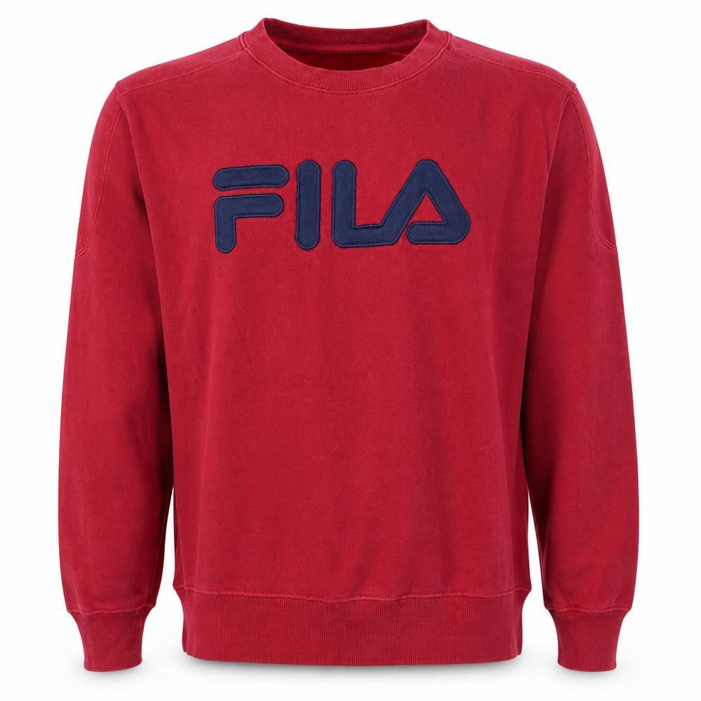 Fila Men's Red Crew Neck Logo Sweatshirt M Regular Fit