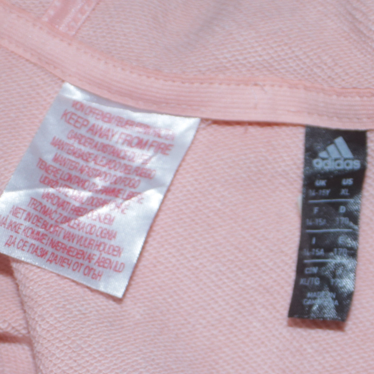 Adidas Girls Pink Full Zip Logo Hoodie 14-15 Years