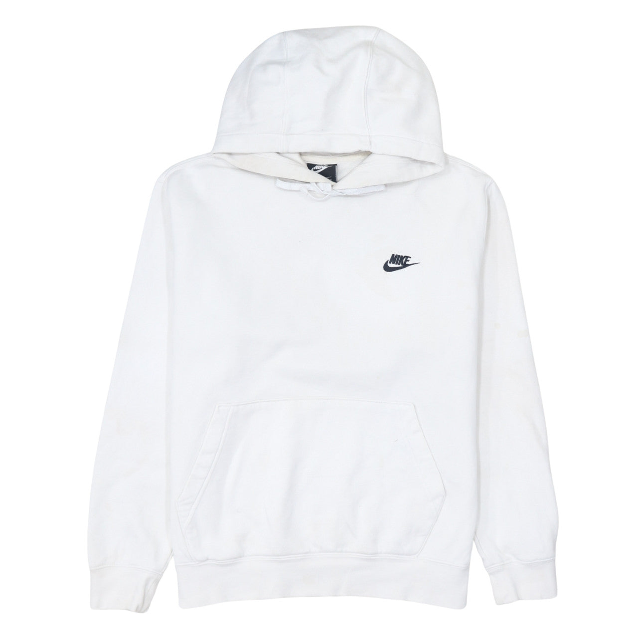 Nike Men's White Pullover Hoodie M Regular Fit Logo Fleece Sweatshirt