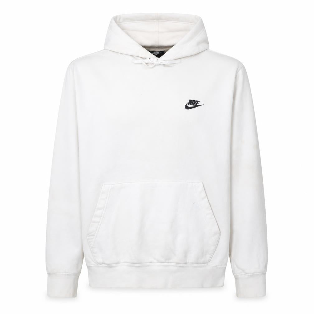 Nike Men's White Pullover Hoodie M Regular Fit Logo Fleece Sweatshirt