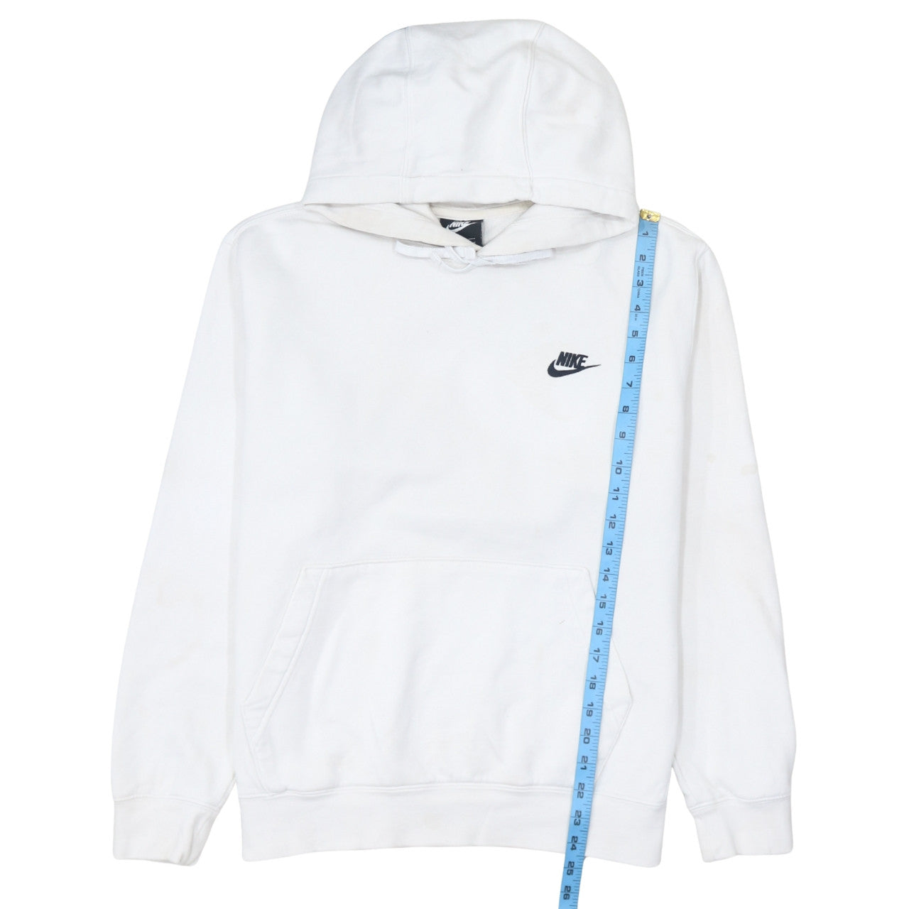Nike Men's White Pullover Hoodie M Regular Fit Logo Fleece Sweatshirt