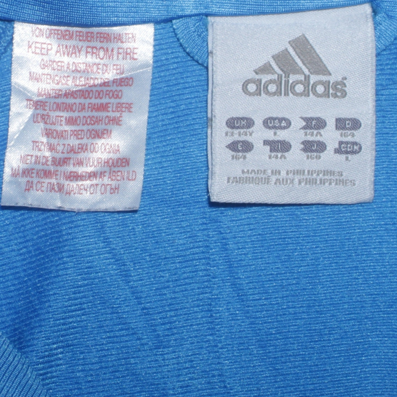 Adidas Boys Blue Full Zip Hoodie 14 Years Polyester Sports Jacket