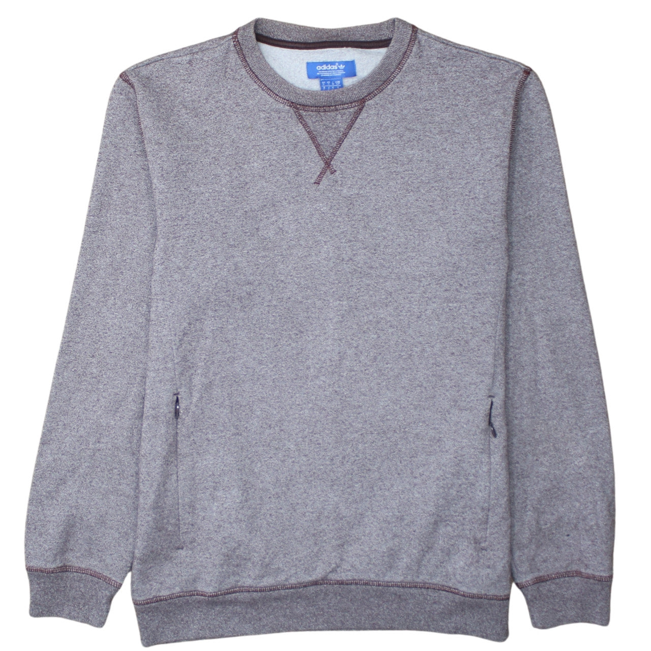 Adidas Men Grey Crew Neck Pullover Sweatshirt Size S Regular Fit