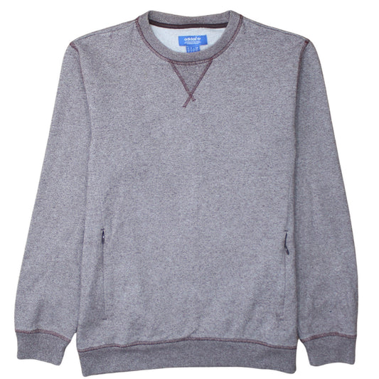 Adidas Men Grey Crew Neck Pullover Sweatshirt Size S Regular Fit