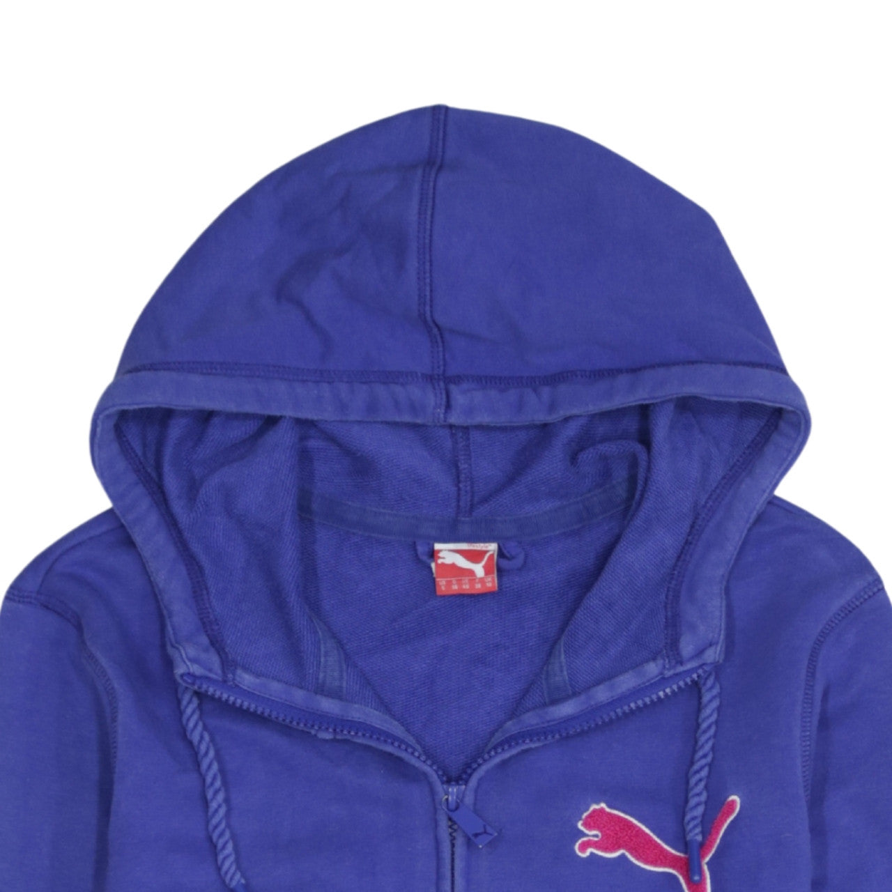 Puma Womens Blue Full Zip Hoodie UK 10 Classic Fit Logo Sportswear