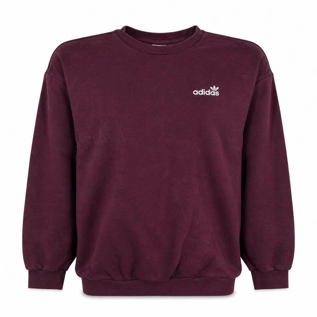 Adidas Womens Burgundy Crew Neck Pullover Sweatshirt UK 10
