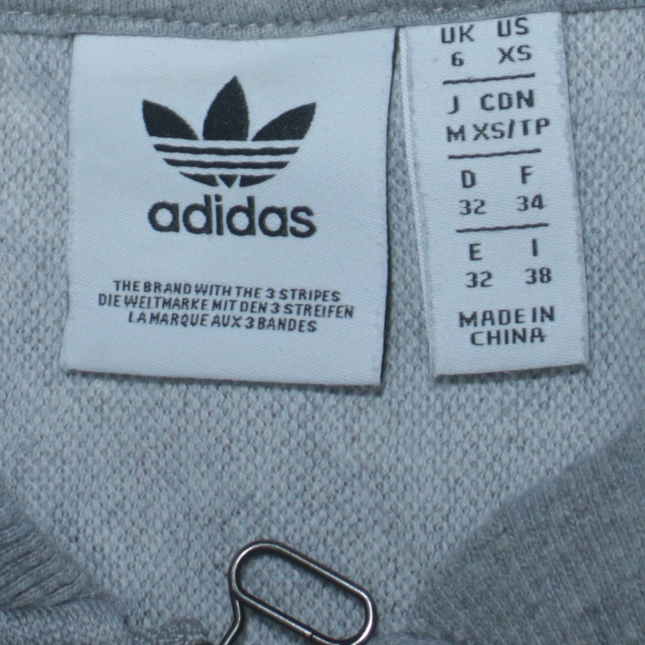 Adidas Womens Grey Full Zip Sweatshirt XS Classic Zip Jacket