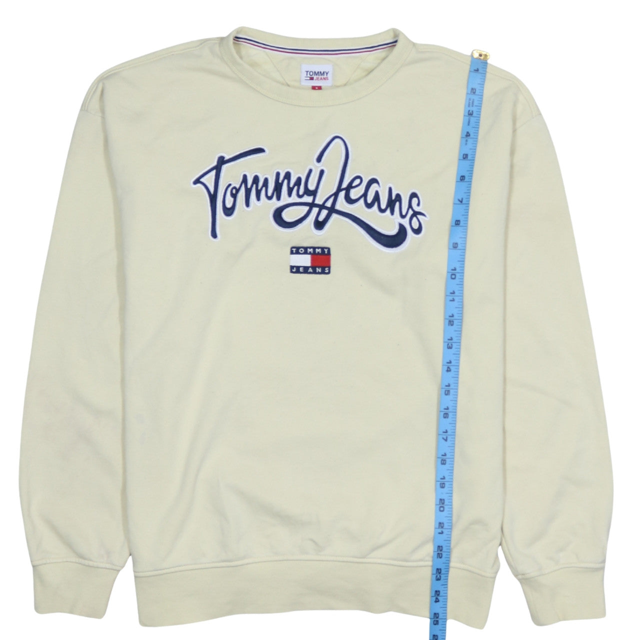Tommy Jeans Men's Beige Embroidered Logo Sweatshirt L Regular Fit