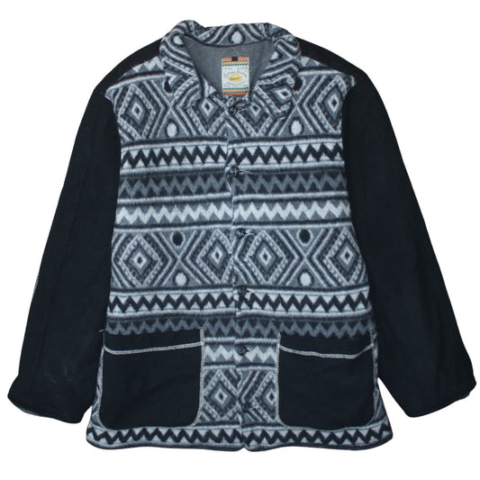 Systeme Nouveau Women's Grey Aztec Fleece Button Jacket Size M