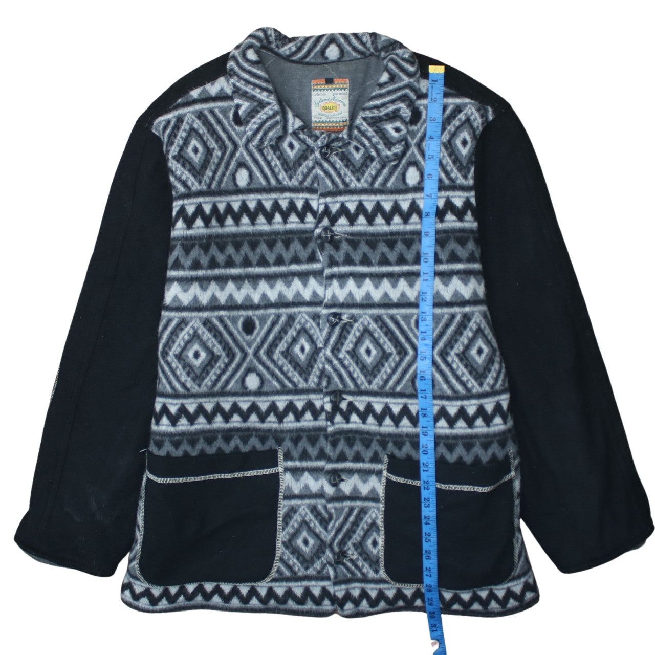 Systeme Nouveau Women's Grey Aztec Fleece Button Jacket Size M