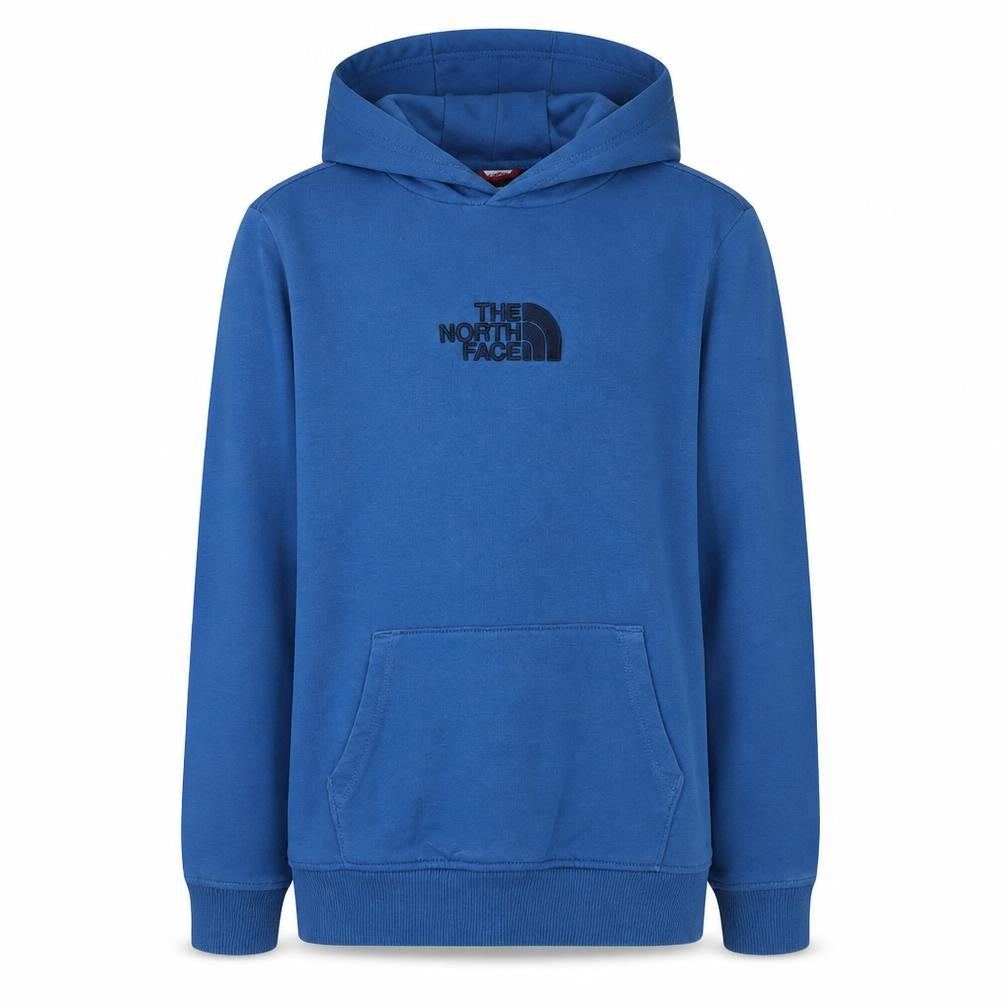 The North Face Boys Blue Pullover Hoodie L/G 100% Cotton Logo Hooded Sweatshirt