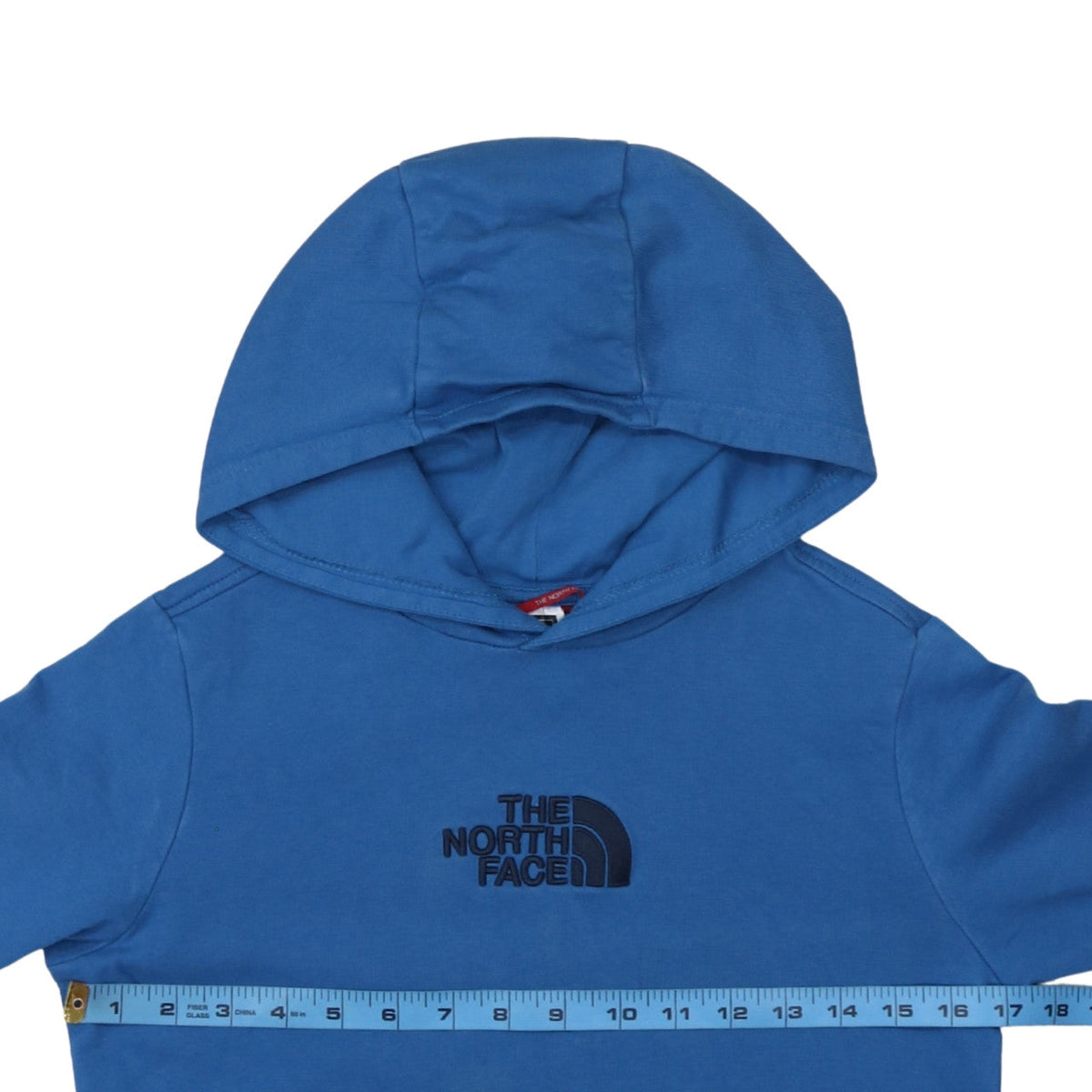 The North Face Boys Blue Pullover Hoodie L/G 100% Cotton Logo Hooded Sweatshirt