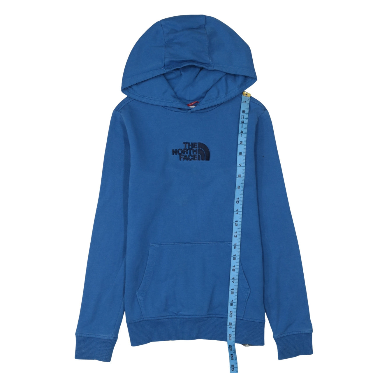 The North Face Boys Blue Pullover Hoodie L/G 100% Cotton Logo Hooded Sweatshirt
