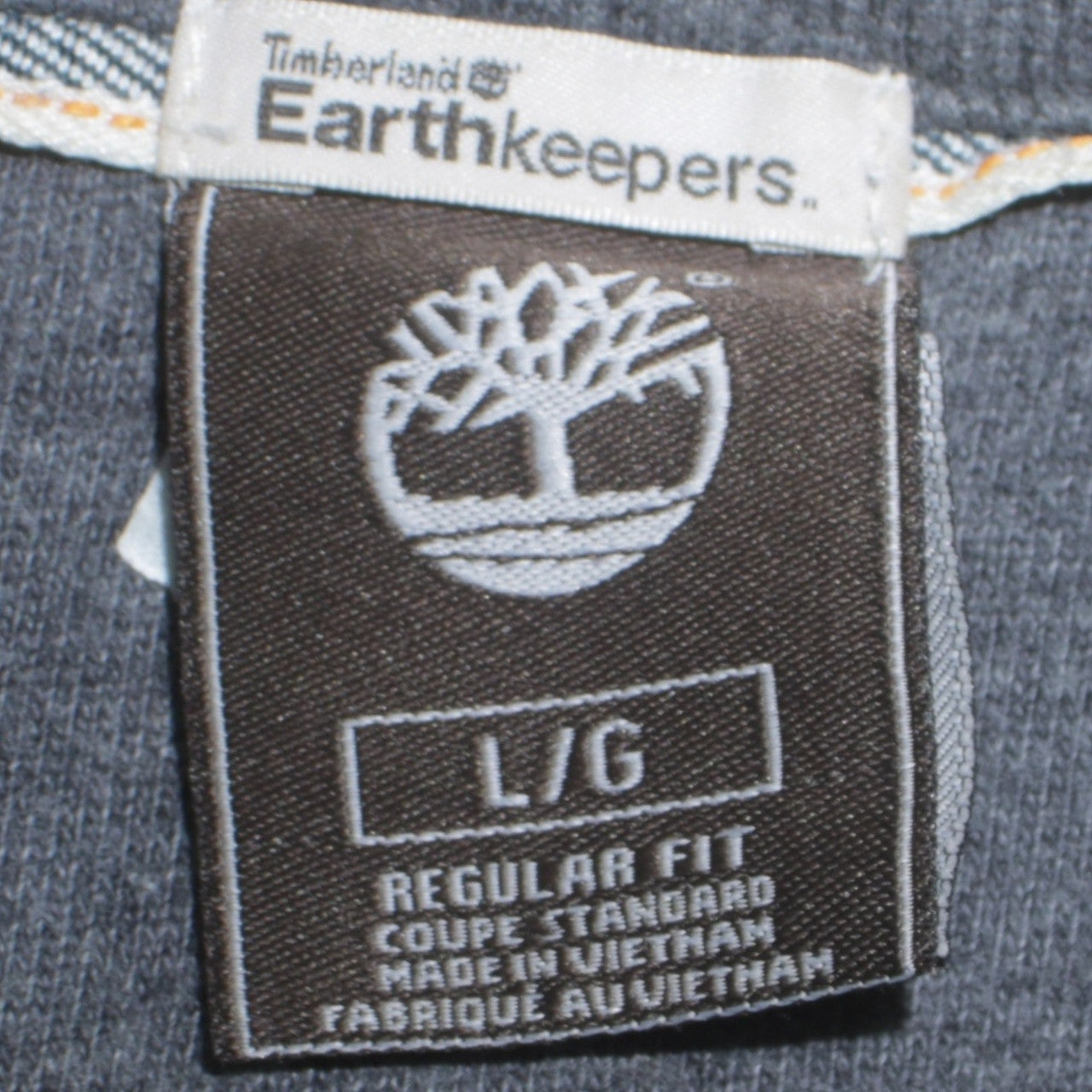 Timberland Men Grey Henley Sweatshirt L Regular Fit Cotton