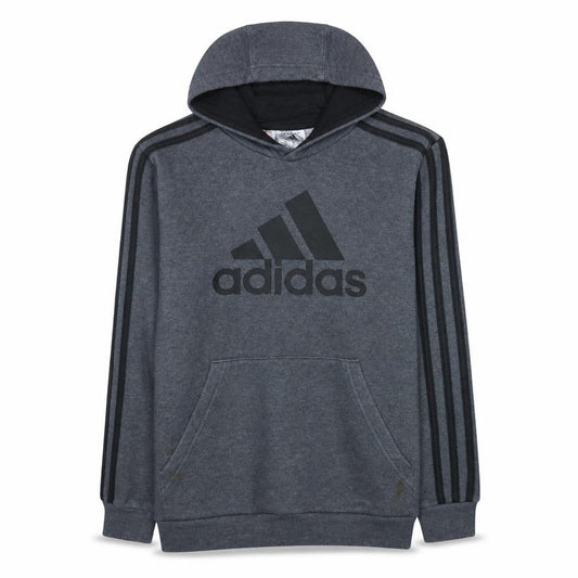 Adidas Boys Grey Hooded Pullover Hoodie 11-12 Years Logo Print