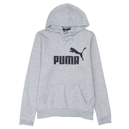 Puma Men's Grey Pullover Hoodie L Logo Sports Sweatshirt