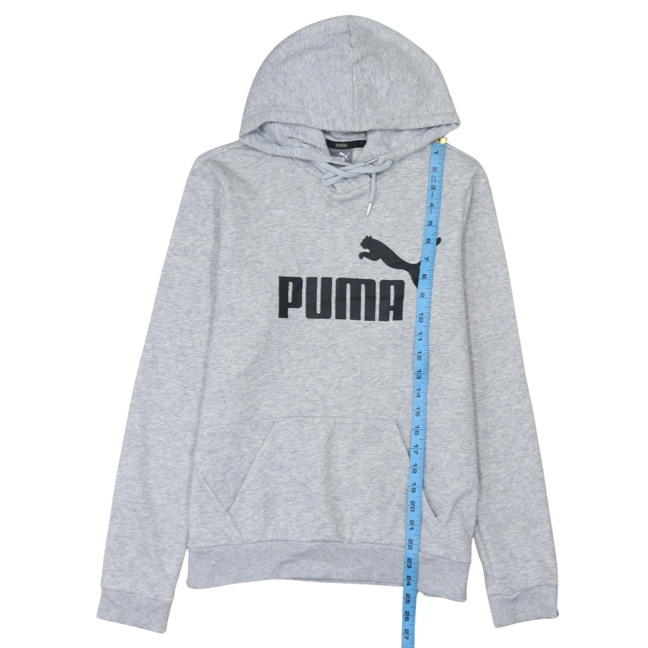 Puma Men's Grey Pullover Hoodie L Logo Sports Sweatshirt
