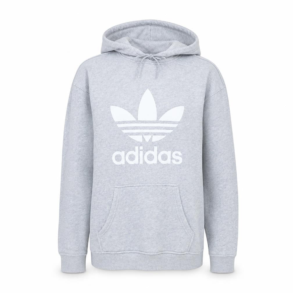 Adidas Womens Grey Pullover Hoodie Sweatshirt Size 8 Logo Print