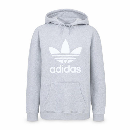 Adidas Womens Grey Pullover Hoodie Sweatshirt Size 8 Logo Print
