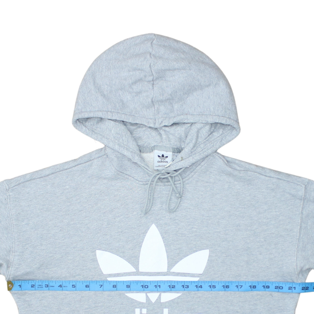 Adidas Womens Grey Pullover Hoodie Sweatshirt Size 8 Logo Print