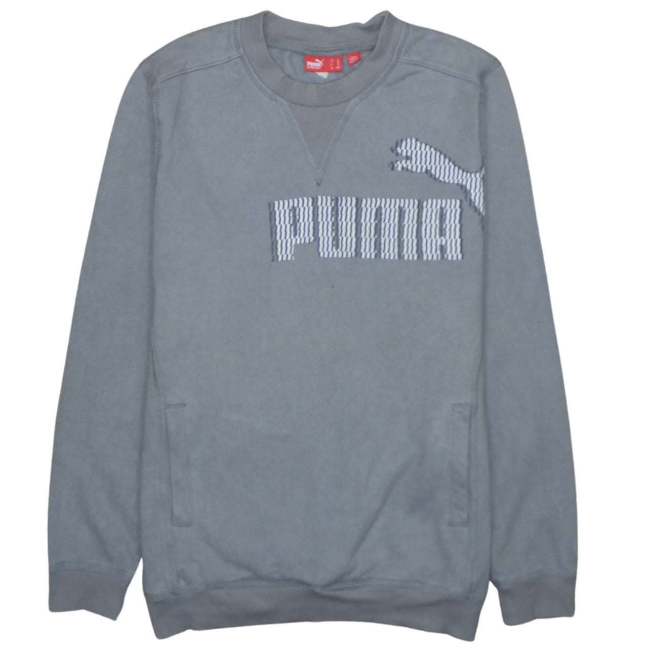Puma Men’s Grey Crew Neck Logo Sweatshirt Size L Regular Fit