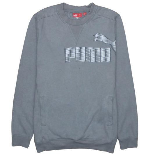 Puma Men’s Grey Crew Neck Logo Sweatshirt Size L Regular Fit
