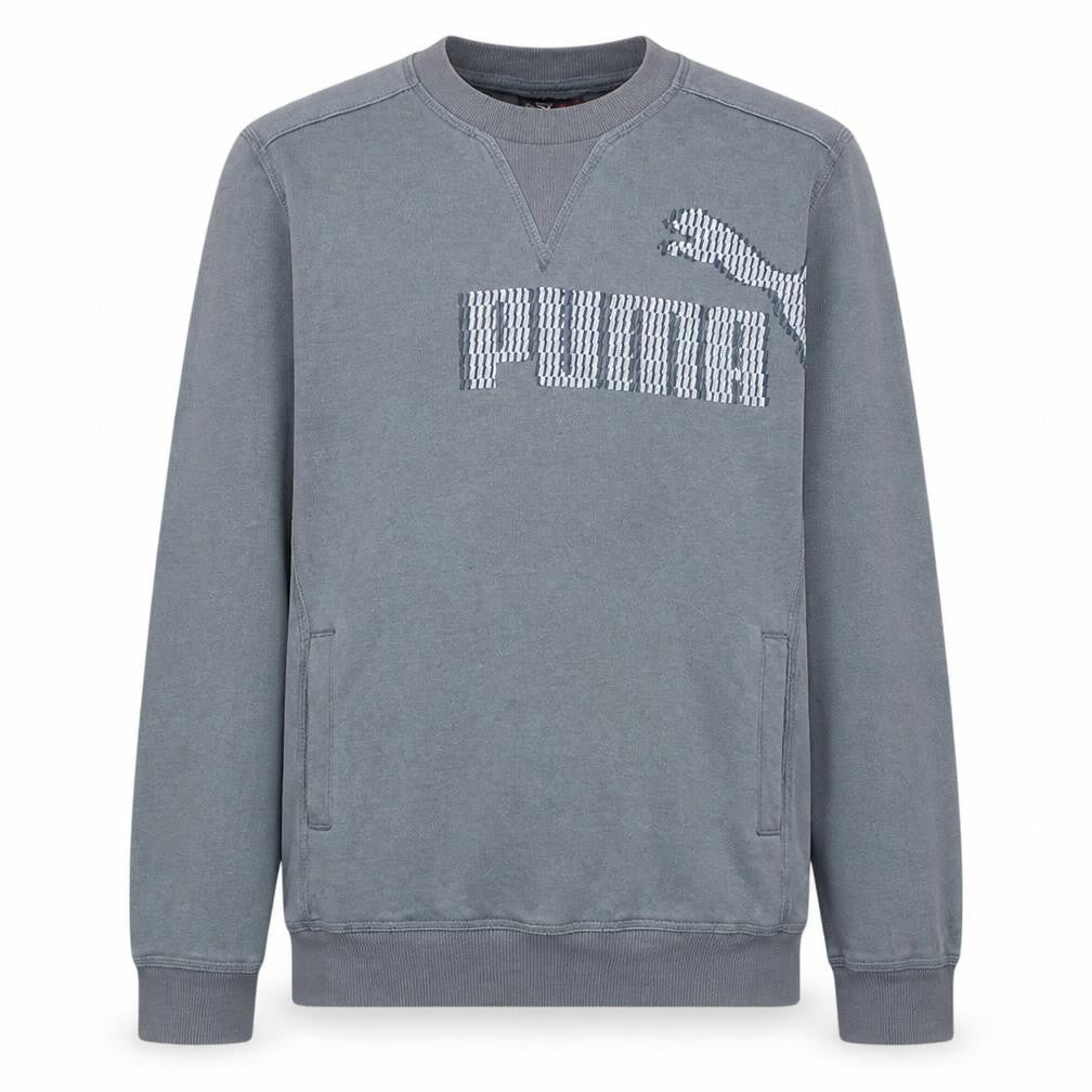 Puma Men’s Grey Crew Neck Logo Sweatshirt Size L Regular Fit