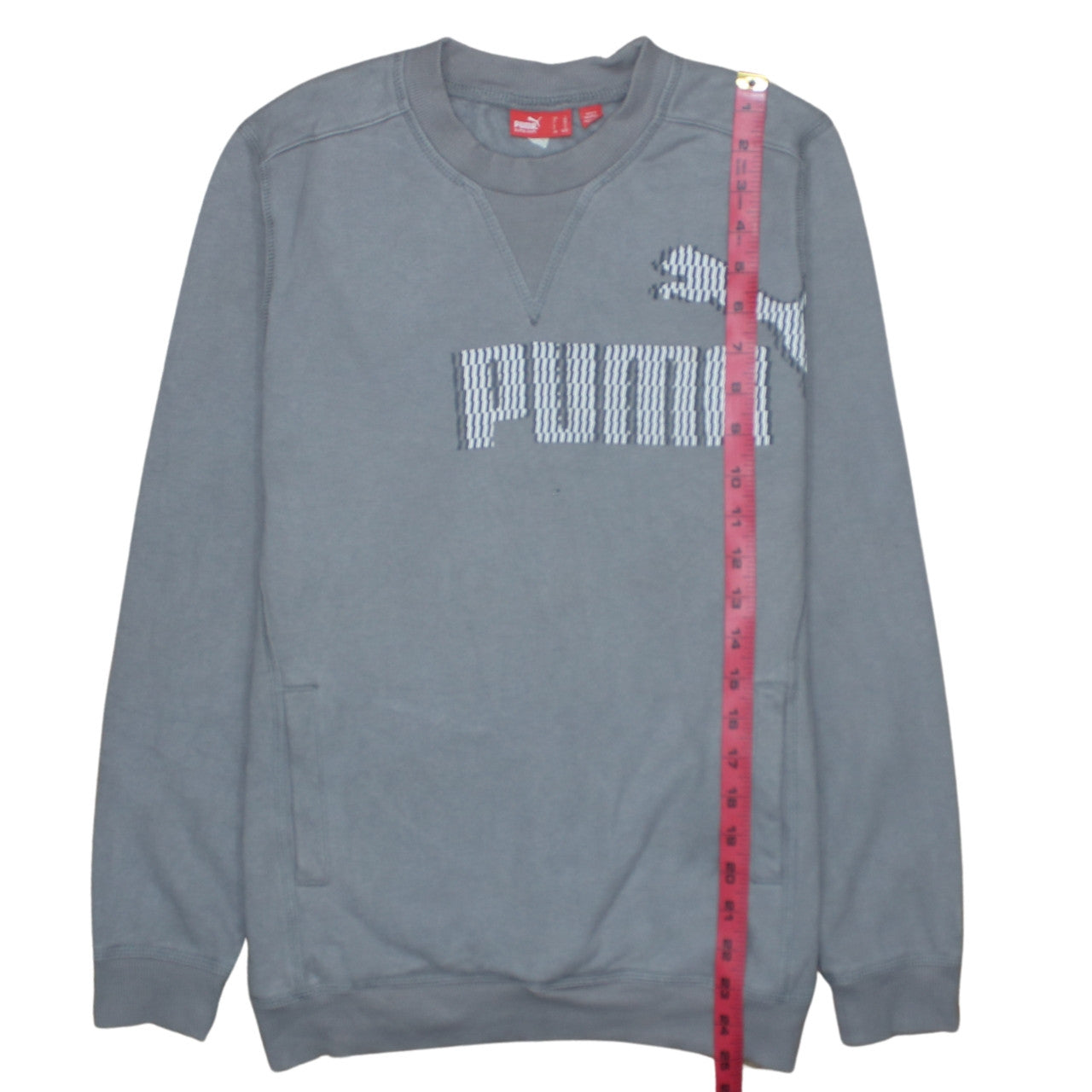 Puma Men’s Grey Crew Neck Logo Sweatshirt Size L Regular Fit