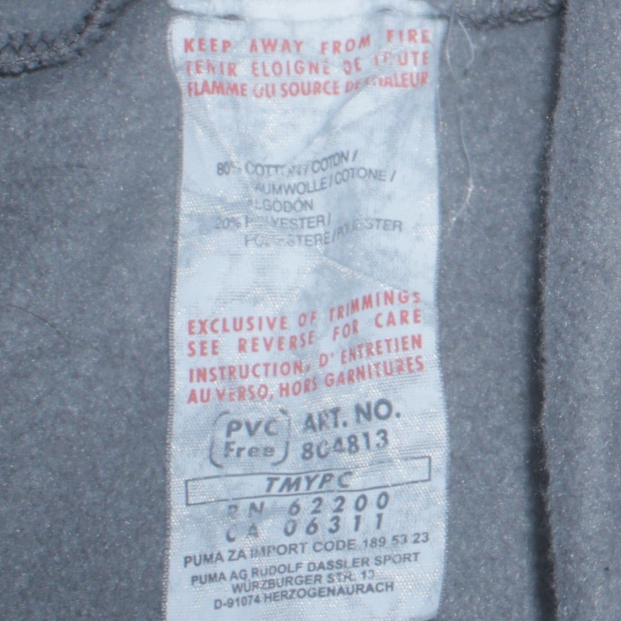 Puma Men’s Grey Crew Neck Logo Sweatshirt Size L Regular Fit