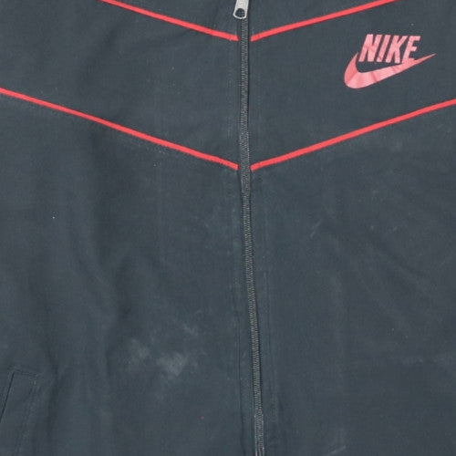 Nike Men's Black XL Windbreaker Jacket with Red Logo