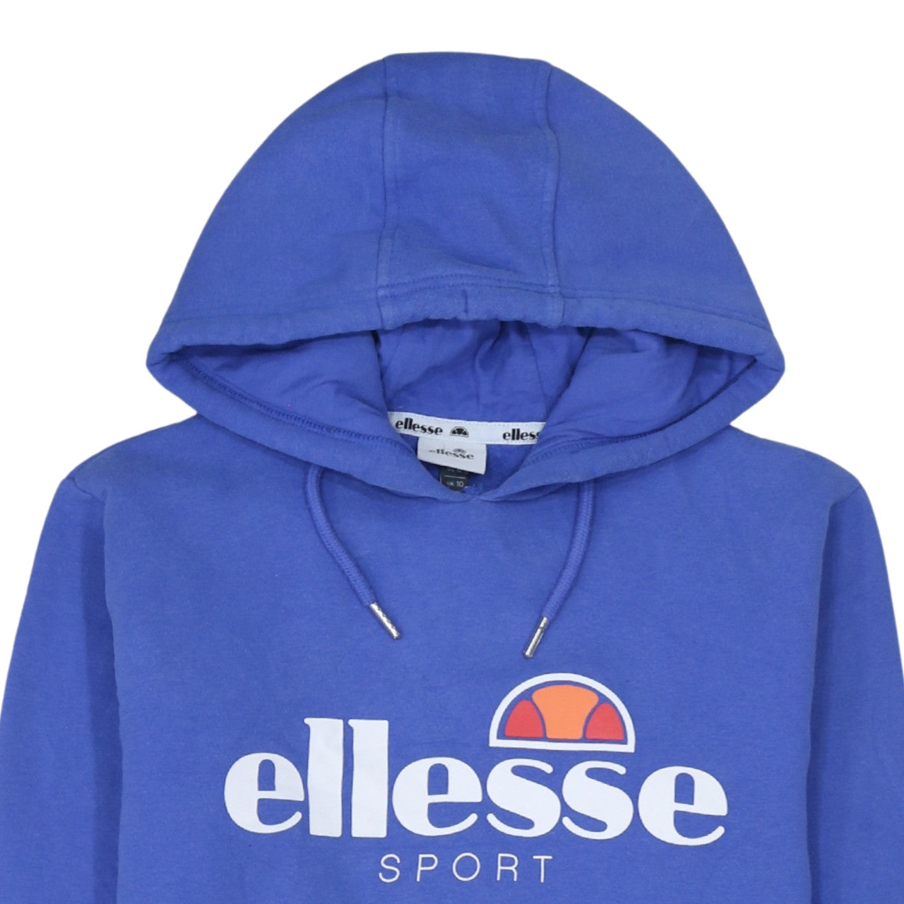 Ellesse Womens Blue Pullover Hoodie UK 10 Cotton Blend Logo Sportwear