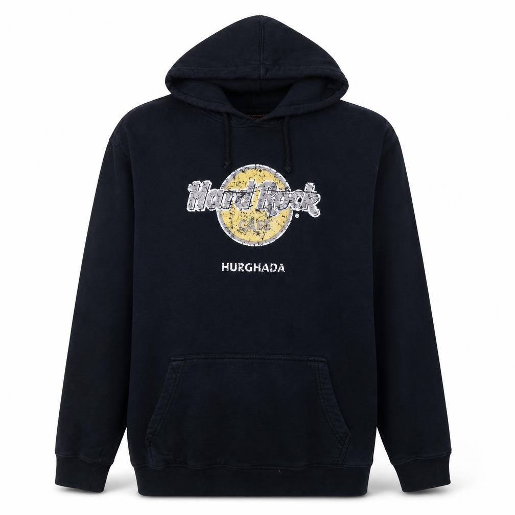 Hard Rock Cafe Hurghada Mens Black XL Pullover Hoodie