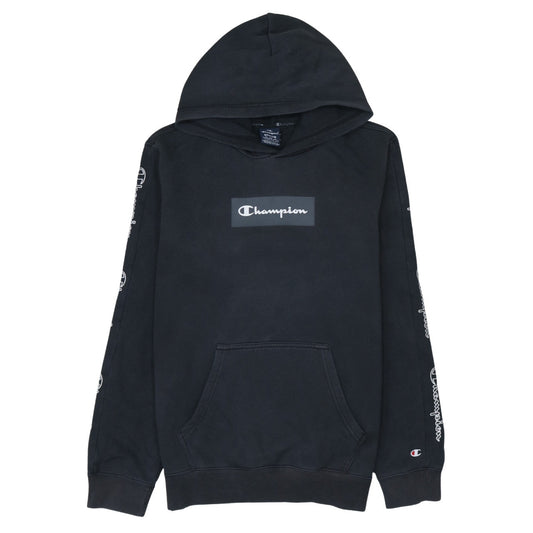 Champion Men's Black Medium Pullover Hoodie Logo Graphic