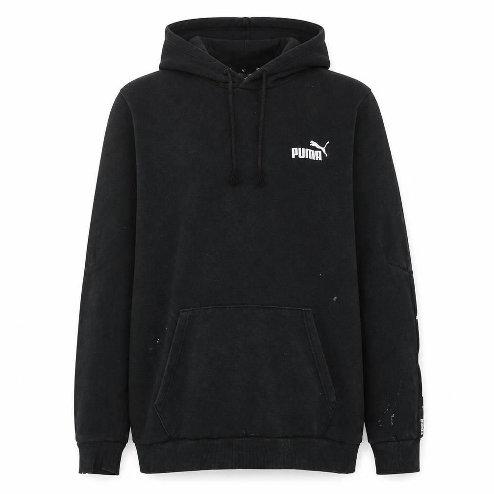 Puma Men's Black Pullover Hoodie L Logo Fleece Sweatshirt